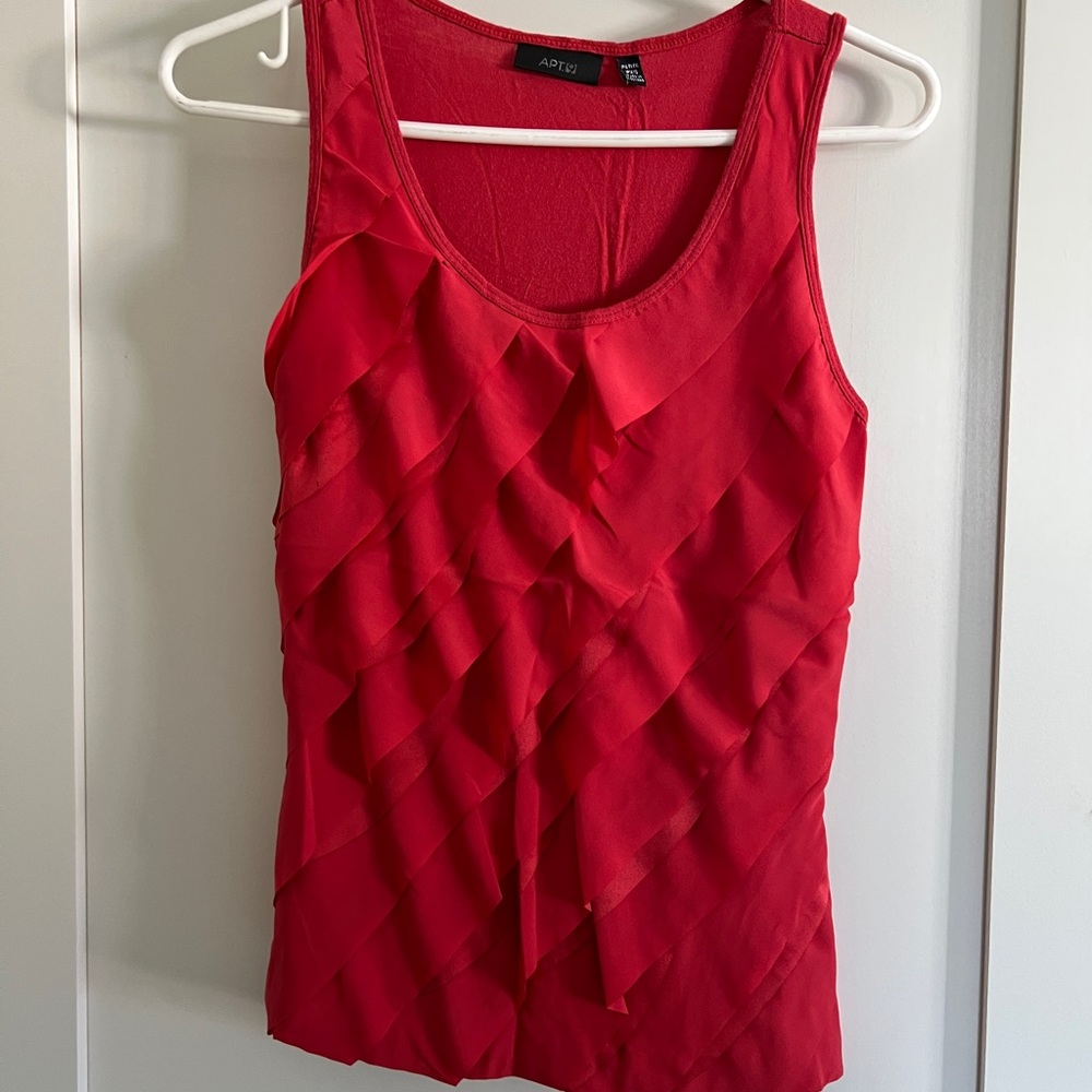 Apt. 9 Red Ruffle Front Sleeveless Tank